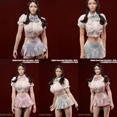 1/6 Female Bubble Sleeve Short Shirt Halter Dress F 12''ph Tbl Action Figure Body