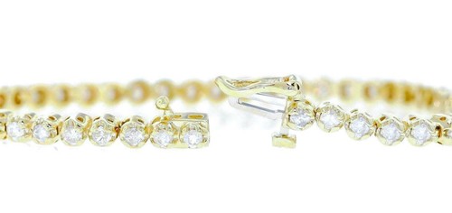 3ct Natural Diamond Ankle Bracelet 9 Inch Anklet 14k Yellow Gold Clear Sparkly - Picture 3 of 4