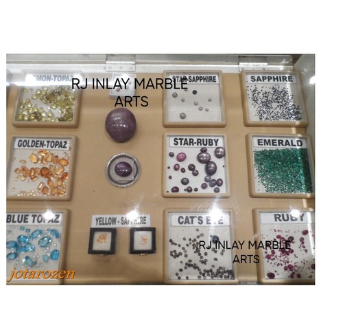 100% Genuine Stone I Handmade Antique Side Table Inlaid Semi Precious Gemstones - Picture 12 of 14