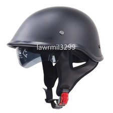 Flat Black Motorcycle Half Open Face Helmet With Sun Visor DOT Approved