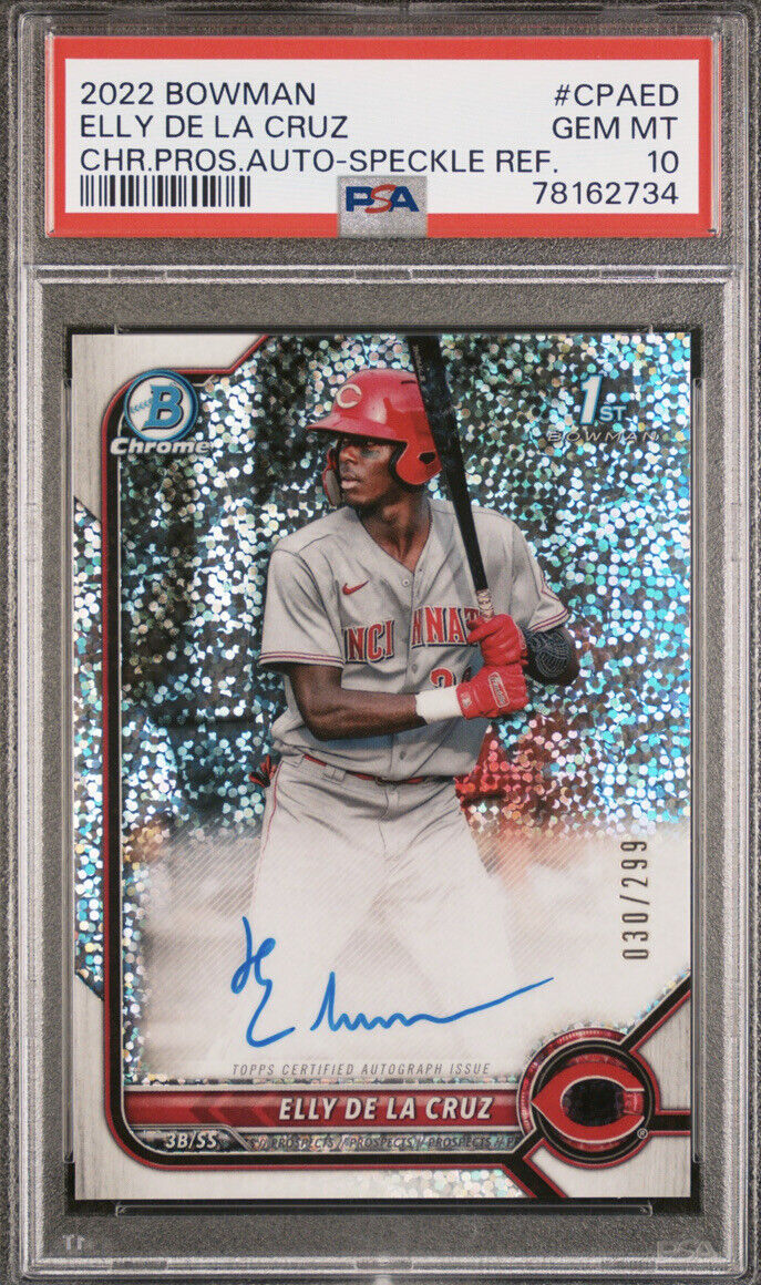 ELLY DE LA CRUZ PSA 10 2022 BOWMAN CHROME SPECKLE REFRACTOR ELLY DE LA CRUZ PSA 10 2022 BOWMAN CHROME SPECKLE REFRACTOR