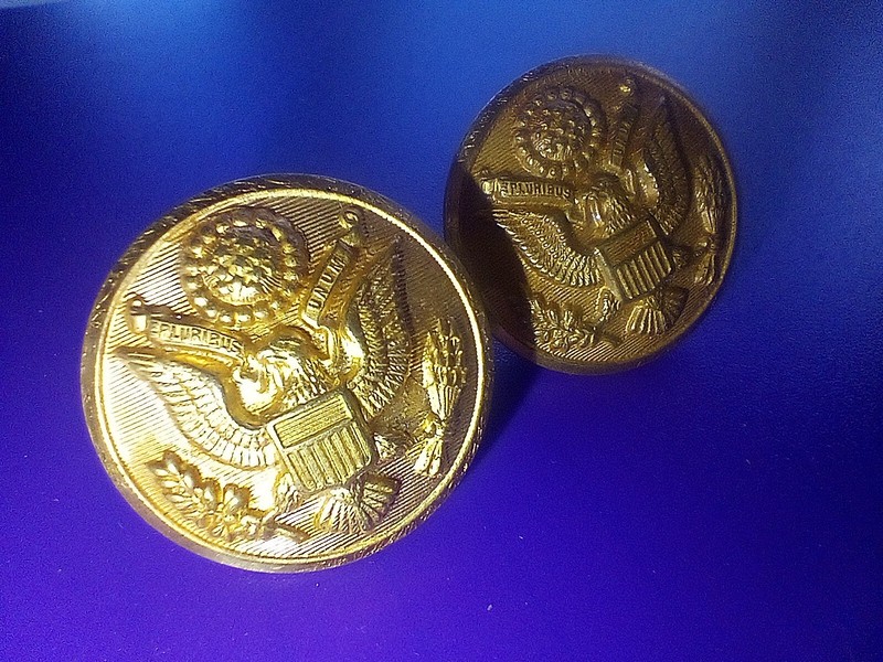 Two US Military Vintage Waterbury  Coat of Arms  Buttons 