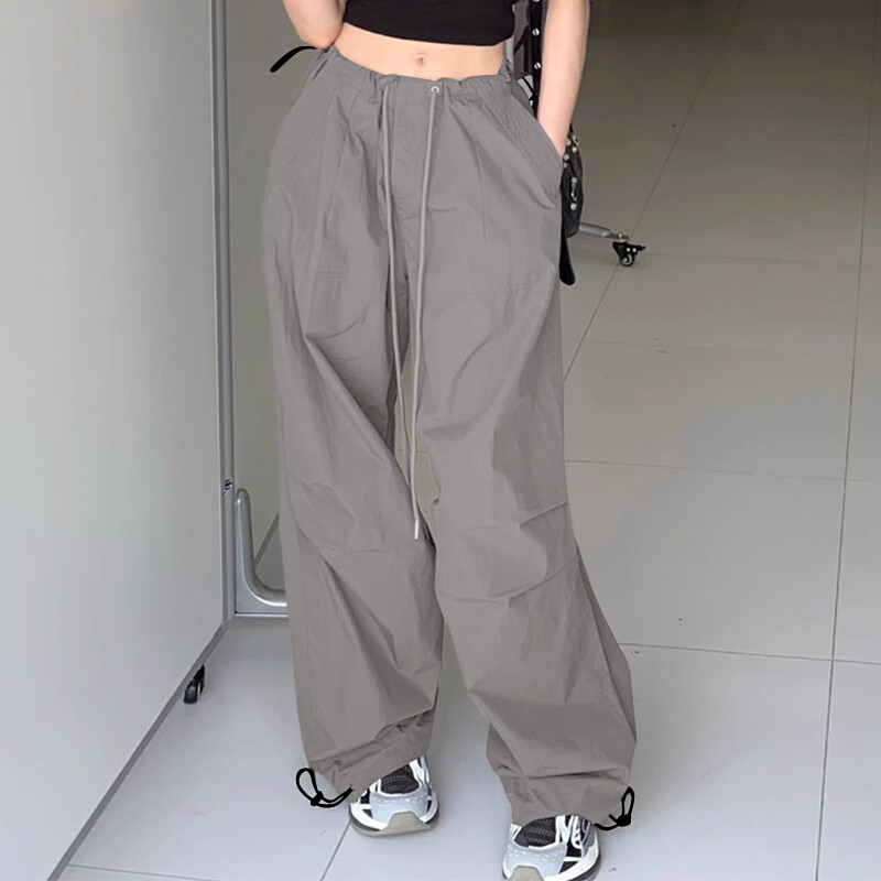 UK Womens Cargo Trousers Sport Bottoms Casual Loose Combat Pockets