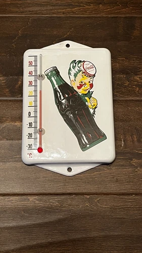 Vintage Coke Coca-Cola Pop Soft Drink Porcelain Thermometer Sign