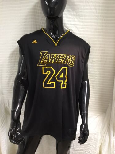 Mens Vintage Y2K 2XL Adidas Los Angeles Lakers Kobe Bryant #24 jersey Black