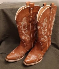 COWGIRL BOOTS ROLLDA BOOTS - WOMEN'S COWGIRL CLASSIC BOOTS - TAN Sz 8.5