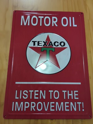 Vintage New TEXACO Sign Texaco Gas Station Motor Oil Metal Red 12 * 17 ...
