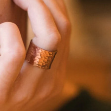 Solid Copper Adjustable Minimalist Healing Ring, Handmade, Unisex, Hammer Band