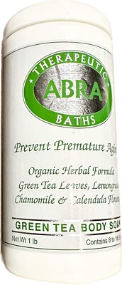ABRA  Therapeutic Bath Green Tea Body Soak, Prevent Premature Aging, l lb., NWOB