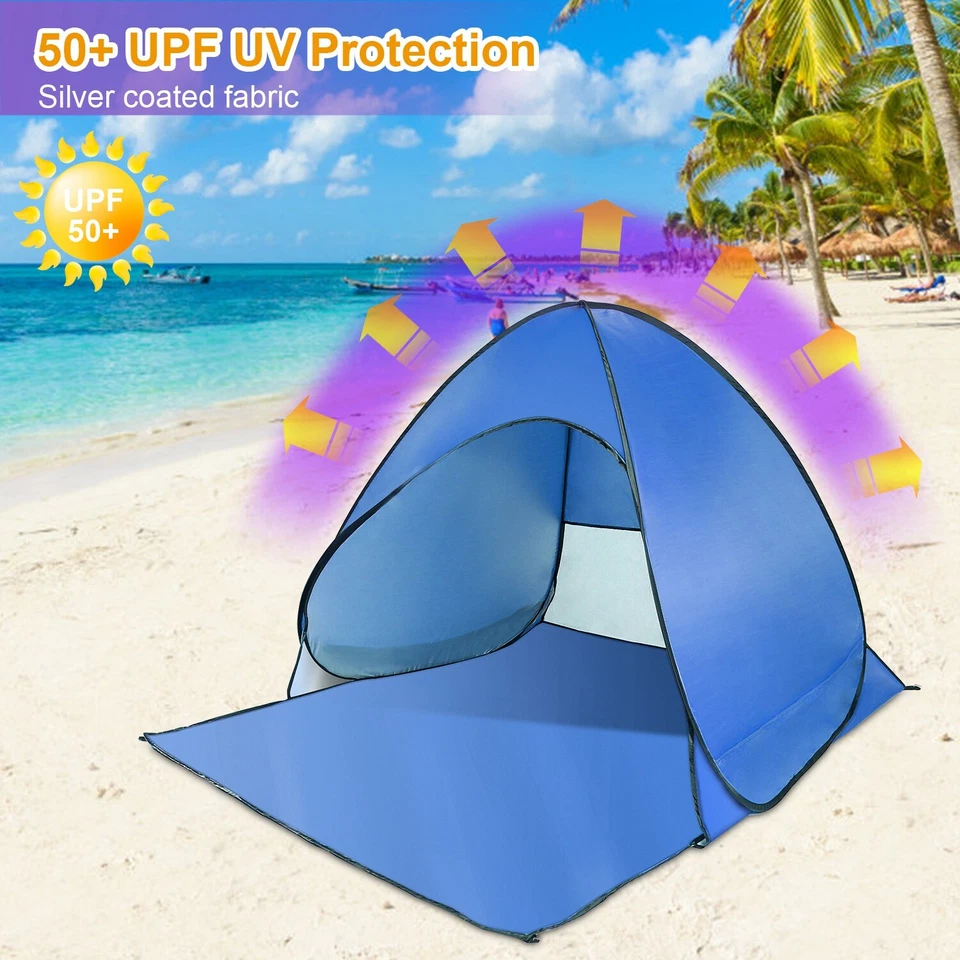 Tienda de Playa Pop Up Sombra Refugio Anti-UV Exterior Playa Camping Peces Toldo NUEVO Foto 3 de 4
