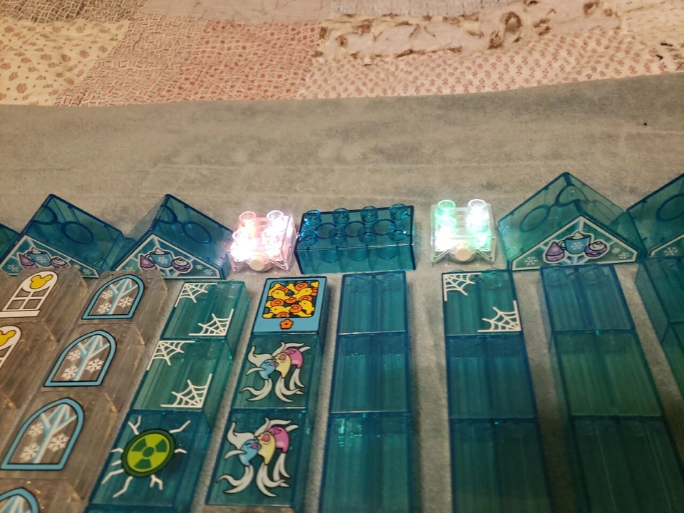 Lego Duplo  Translucent Bricks 120 Blocks  Blue Clear Yellow  Angle Water Ice - Image 3 of 4