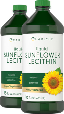 Sunflower Lecithin Liquid 16 oz Oil | 2 Pack | Vegan, Vegetarian | by Carlyle   