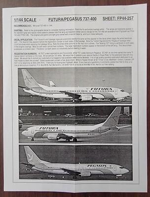 1/144 FLIGHTPATH DECAL FP44-257 PEGASUS AIRLINES FUTURA AIRLINES