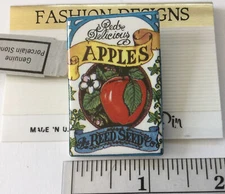 Apple Seed Packet By Reed Seed Co Porcelain Pin On Original Card