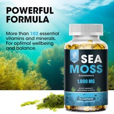120 Pills Organic Sea Moss Capsules,Irish Sea Moss, Bladderwrack Immune Health
