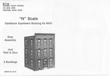 Pioneer Valley Models N Scale Cardstock Apartment Building Kit #N81 Makes 2