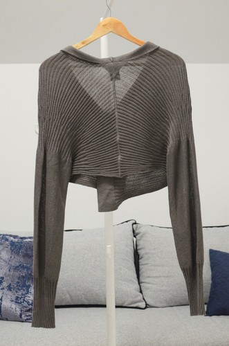 Crea Concept Size 40 Brown Wool Blend Cropped Cardigan Knitted - Picture 3 of 5