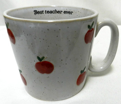 Sunday Morning Embossed Raised Cherry Mug Cup Best Teacher Ever Micro Dish NEW