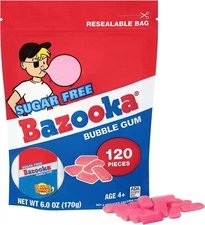 (Free Duty Tax) Bazooka Bubble Gum Sugar-Free Chewing Gum Pellets, Bulk Gum