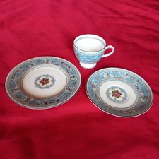 WEDGWOOD 'TURQUOISE FLORENTINE' BONE CHINA TEA TRIO