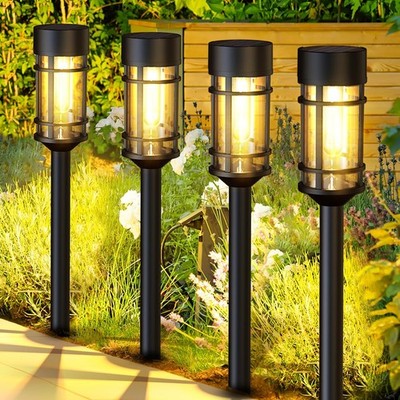 4 Pack Solar Pathway Lights Outdoor LED Landscape Garden Lawn Yard Walkway Lamp