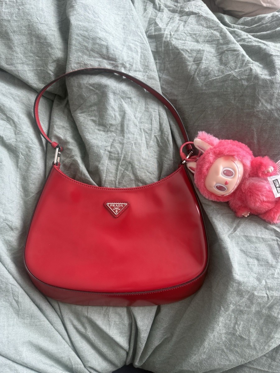 PRADA Cherry Red Cleo Brushed Leather Shoulder Bag | eBay
