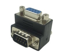 CERRXIAN 90 Degree DB9 9 Pin RS 232 Male to Female Serial Gender Black