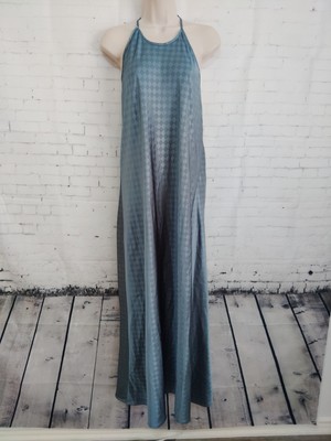 flowy house dress of Harlow Halter Satin Slip Maxi Summer Women's XL Blue (D4) sequin work dress