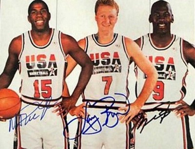michael jordan magic johnson larry bird autograph