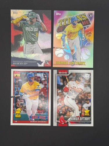 2026 Topps Series 1 Roman Anthony 4 Card Lot RC Inserts, 91 variation, & Base
