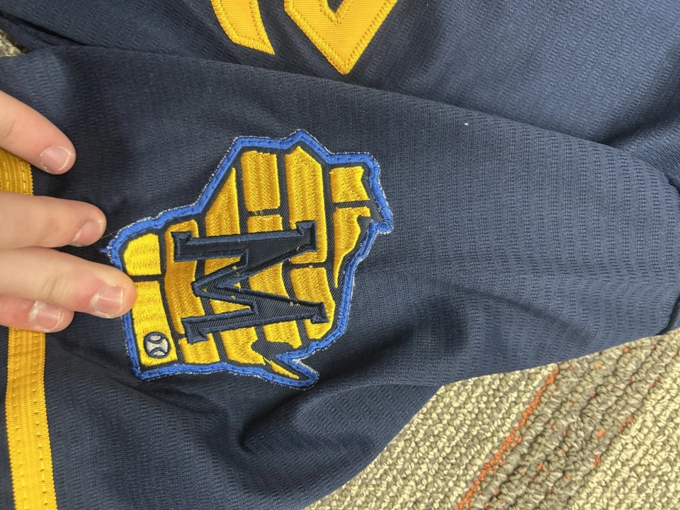 Camiseta deportiva gris Nike Lorenzo Cain #6 Milwaukee Brewers 50 aniversario talla grande Foto 4 de 4