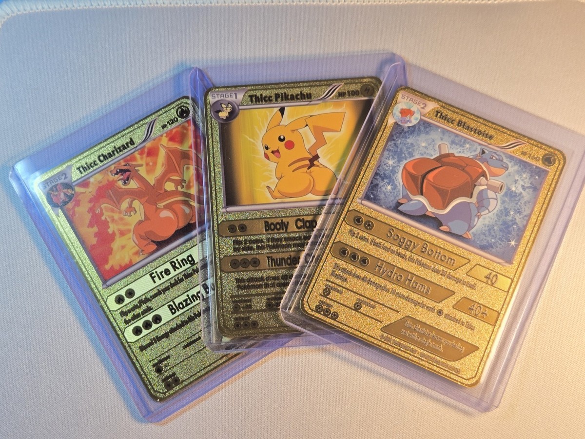 Thicc Charizard & Thicc Pikachu & Blastoise Collectible Metal Card