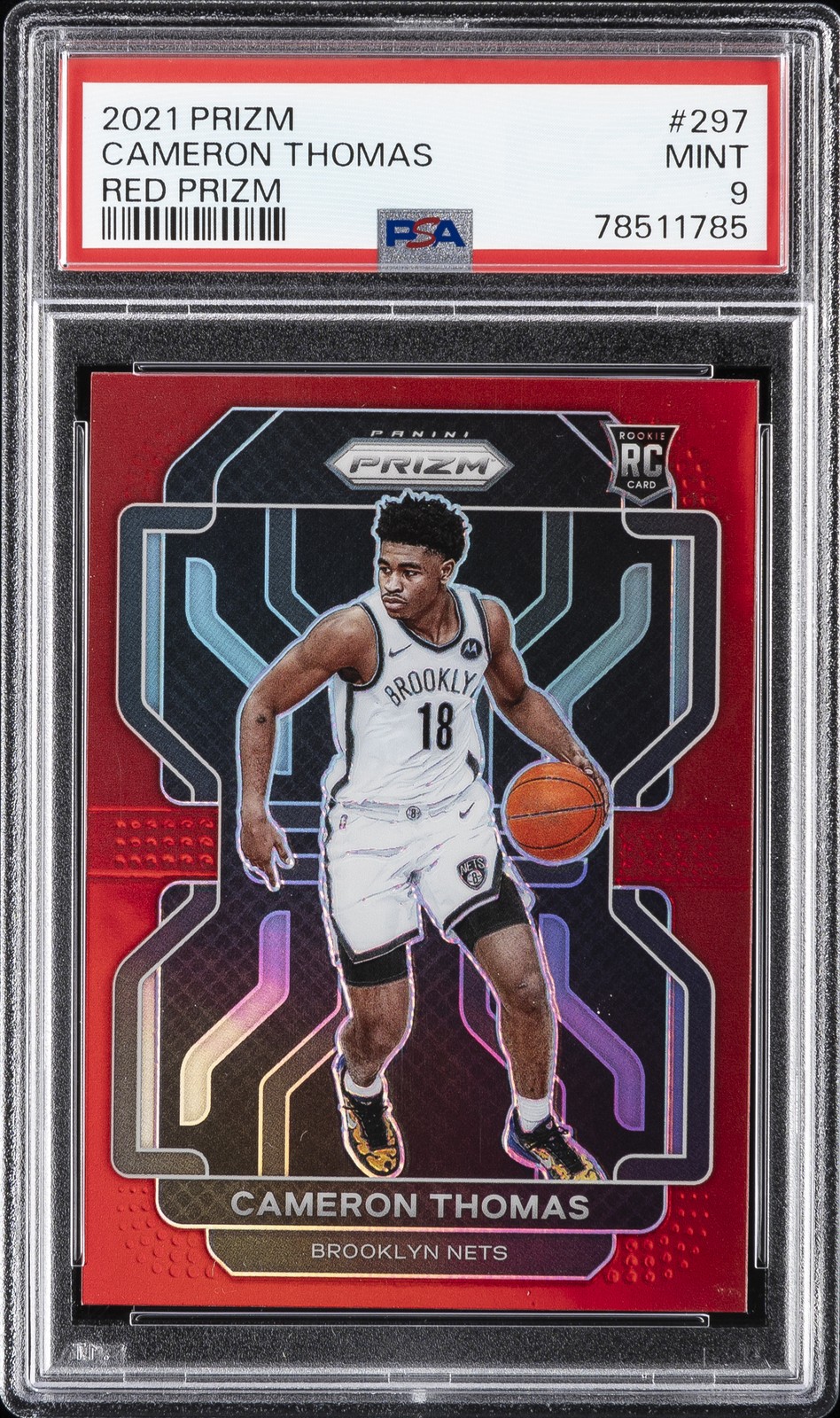2021 PANINI PRIZM RED PRIZM #297 CAMERON THOMAS 205/299 PSA 9