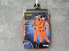 Spirit Halloween Jumpsuit Costume Kids Medium 8-10 Orange Astronaut NASA Hat
