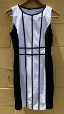 Calvin Klein Geometric Sheath Dress Black and White Size 6