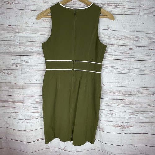 J. Crew womens Green v-neck sleeveless Piped sheath dress Sz 8 Preppy Business - Picture 8 of 9