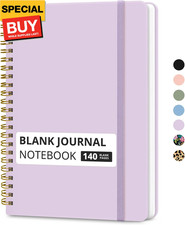 Blank Spiral Journal Notebook for Women  Men, 140 Pages, Sketch Book, Plain Not