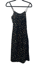 Shein Sun Dress Y2K Babydoll Vibes Midi Black Ditsy Floral Spagetti Strap Slit M