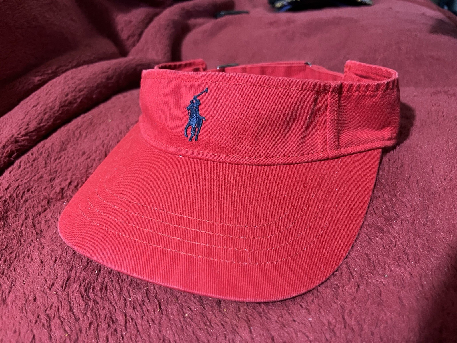 Cappello Vintage Polo Ralph Lauren Visiera Donna Strapback Rosso Pony Golf Made In USA