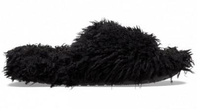 Crocs Classic Shaggy Fur Slide Black Fuzzy Slippers Sandals Warm Winter 210912