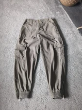 River Island 12 R High Waist  Green Wide Leg Baggy Cuff Cargo Combat Trousers