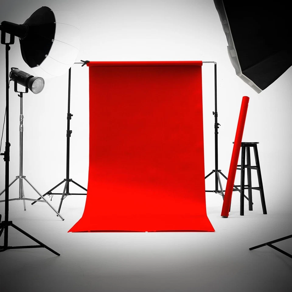 Rollo de telón de fondo de papel sin costuras 53''x16,4' rojo escarlata para estudio de fotografía Foto 4 de 4