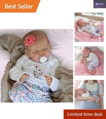 Schöne 17 Zoll Reborn Baby Puppe mit Blumenzubehör - herzerwärmendes Geschenk
