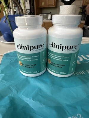 2 bottles elimipure Senna Leaf psyllium Husk Flaxseed 90 Capsules Aloe Vera Gel