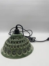 Ceramic Pendant Lamp Light Fixture Green Cutout Design Adjustable Cord
