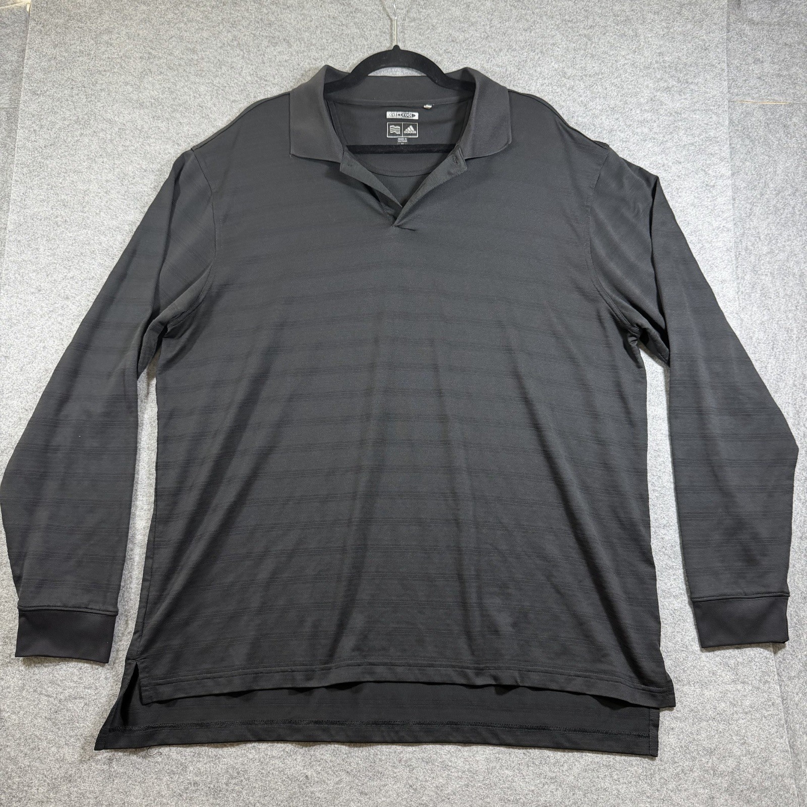 Adidas ClimaCool Polo Shirt Men XL Black Long Sleeve Stretch Golf Wicking VTG 07 thumbnail 3