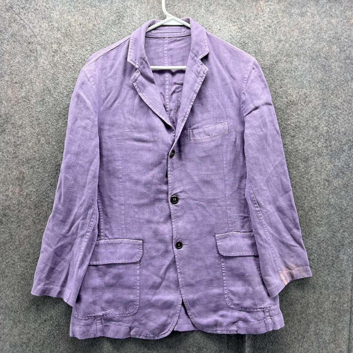 ETRO Blazer Mens 38 Purple Linen Two Button Sport Coat Jacket