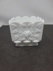 Vintage Westmoreland Milk Glass Scalloped Edge Paneled Grape Planter Square 4" T