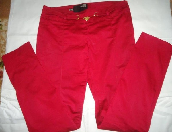 Women Moschino Trousers Burgundy Cotton 40 / L /