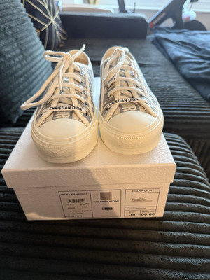 Size 8 - Dior Walk'N'Dior Embroidered Canvas Low Grey 